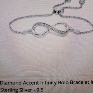 Diamond Accent Double Row Infinity Bolo Bracelet in Sterling Silver – 9.5"